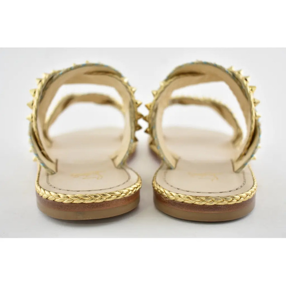 Christian Louboutin Normandie Flat Rope Gold Leather Spike Slip Slide Sandal 36 - Picture 10 of 11